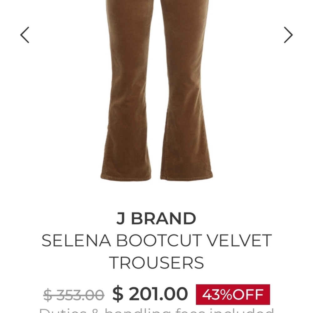 J brand velvet brown boot cut
